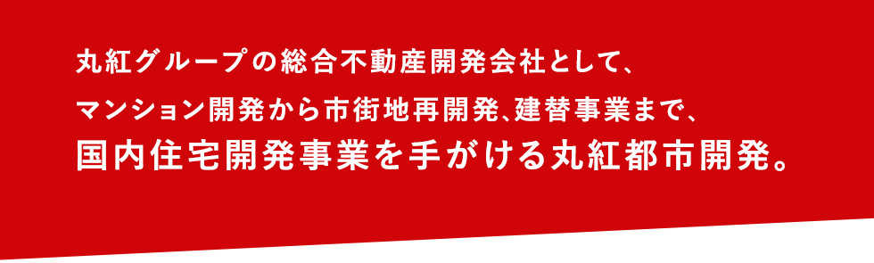 丸紅グループの総合不動産開発会社として、マンション開発から市街地再開発、建替事業まで、国内住宅開発事業を手がける丸紅都市開発。